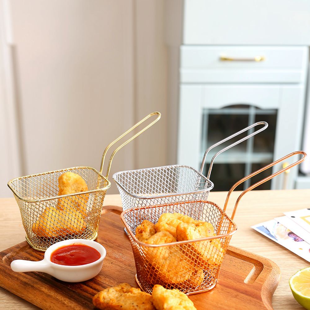 Food Snacks Catering - Cestino decorativo quadrato in metallo color